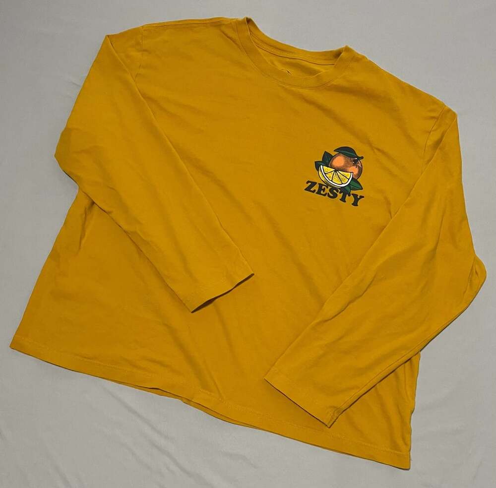 Original Use Zesty Fruit Graphic Long Sleeve T-Shirt Size XXL Yellow